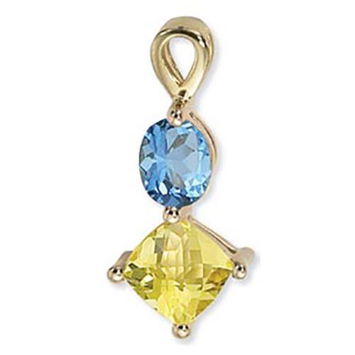Blue Topaz & Oro Verde Pendant - 14K Yellow Gold - 80371BTOV