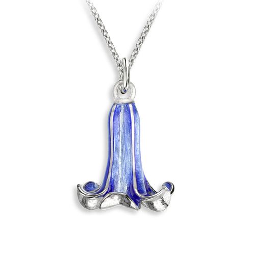 Blue Trumpet Flower Necklace  Sterling Silver - NN0599A