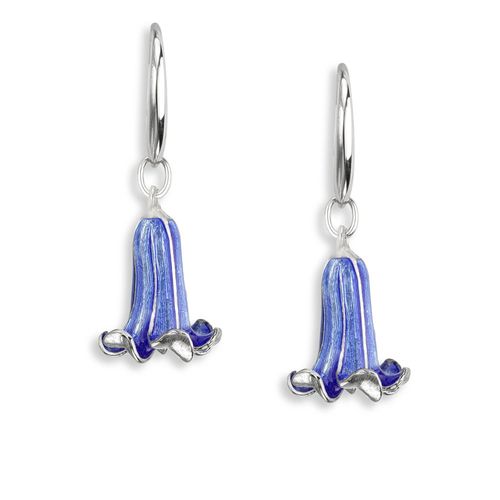 Blue Trumpet Flower Wire Earrings  Sterling Silver - NW0599A