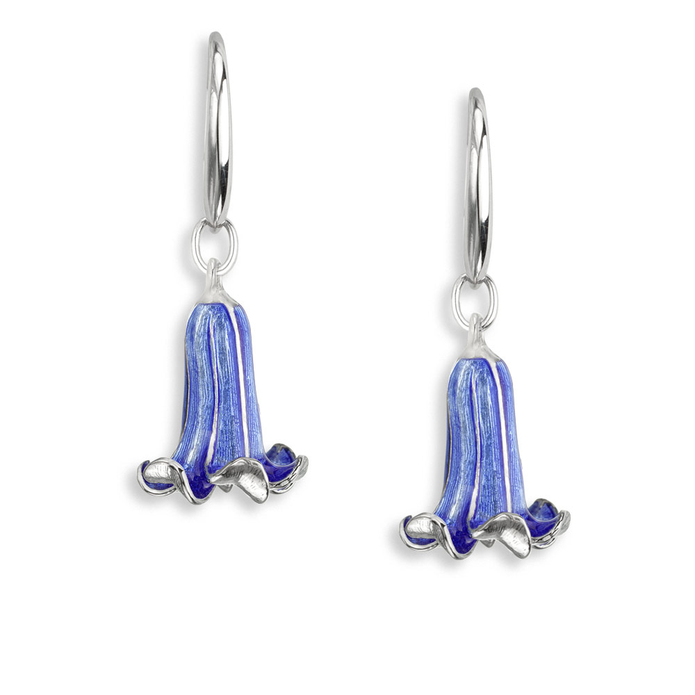 Blue Trumpet Flower Wire Earrings  Sterling Silver - NW0599A