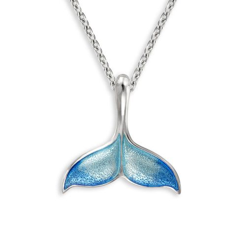 Blue Whale Tail Sterling Silver Necklace 20 mm  - NN0462A