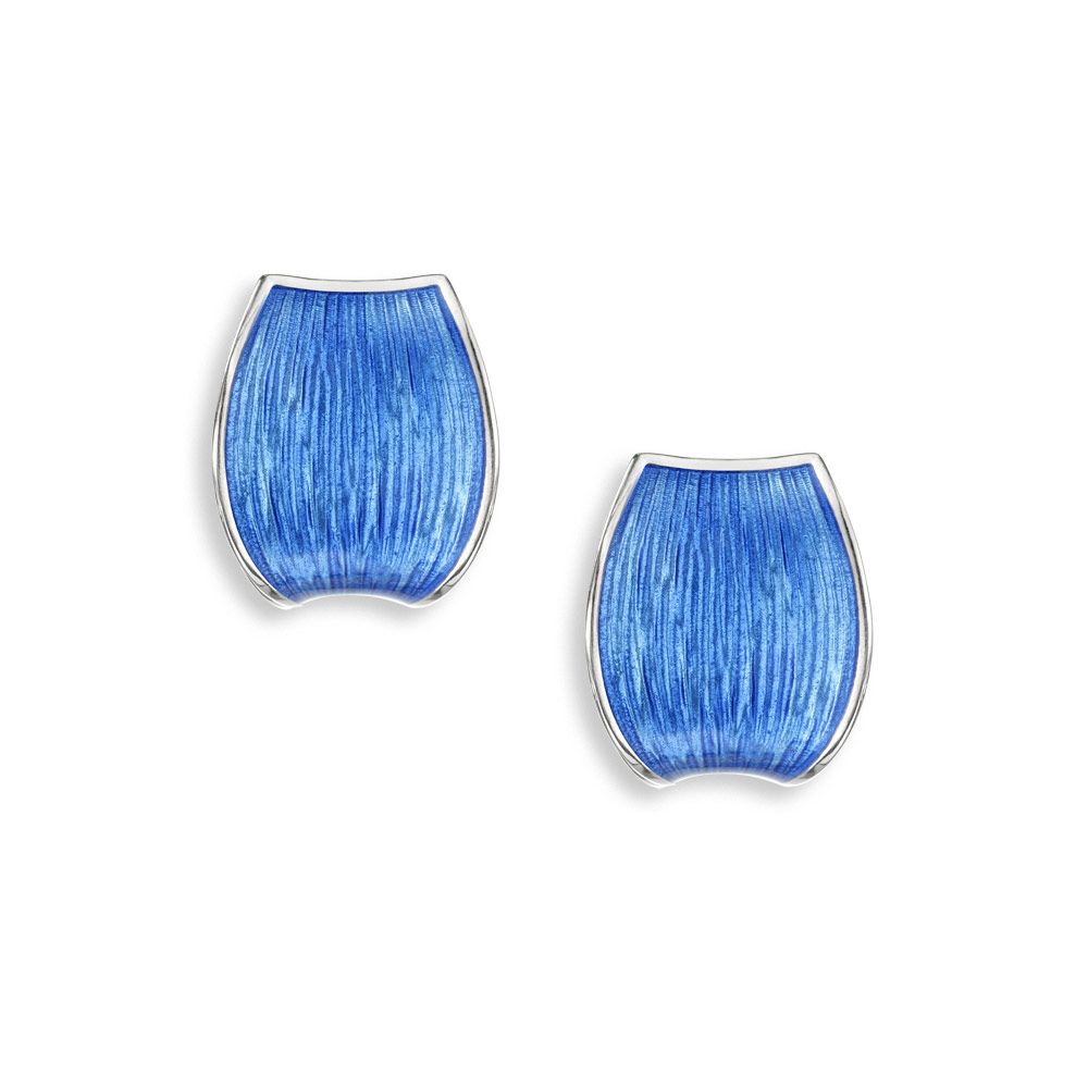 Blue Wide Hoop Post Earrings Sterling Silver - NE0603A