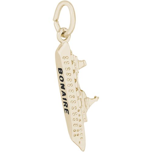 Bonaire Cruise Ship 3 Dimensional Charm - 10K Gold