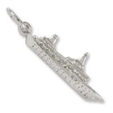 Bonaire Cruise Ship 3 Dimensional Charm - 14K White Gold