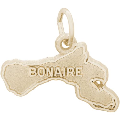 Bonaire Map With Border Charm - 14K Gold
