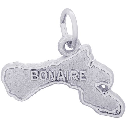 Bonaire Map With Border Charm - 14K White Gold
