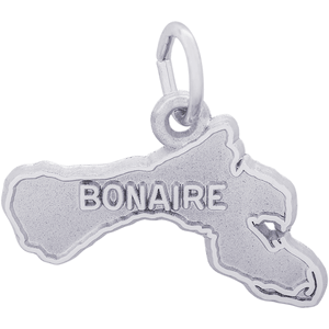 Bonaire Map With Border Charm - Sterling Silver