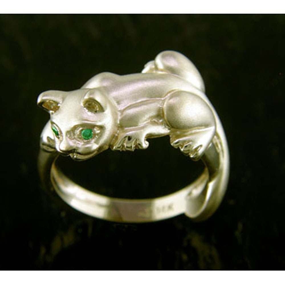 SDFGR754 Borris Style Cat Ring 14K Gold