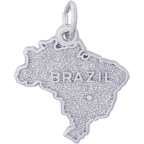 Brazil Map Charm - 14K White Gold