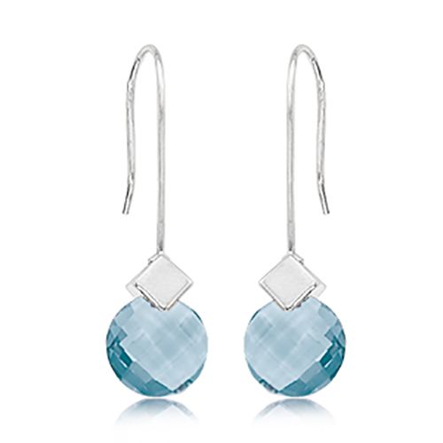 Briolette Blue Topaz Earrings - 14K White Gold - 90282BTWG