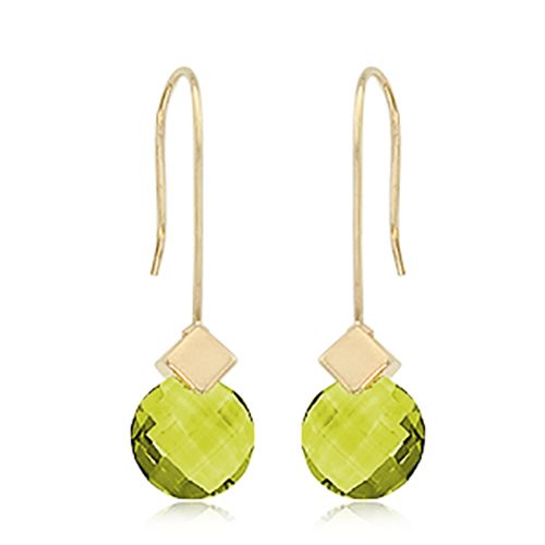Briolette Oro Verde Gemstone Earrings - 14K Yellow Gold - 90282OV
