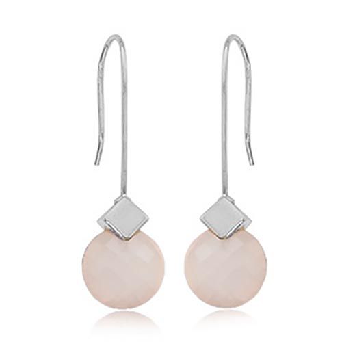 Briolette Rose Quartz Earrings - Sterling Silver - 90282RQ-SS
