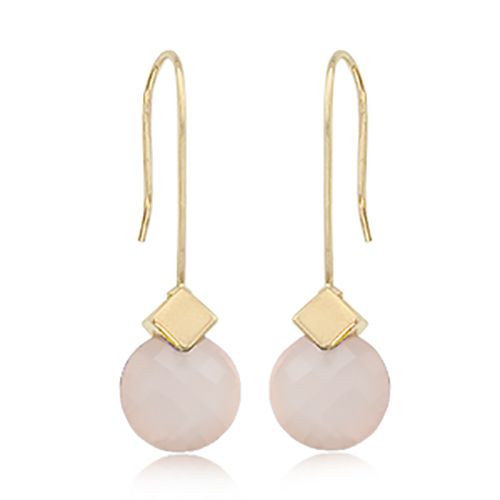 Briolette Rose Quartz Gemstone Earrings - 14K Yellow Gold - 90282RQ