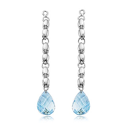 Briolette Swiss Blue Topaz Earrings - 14K White Gold - 90280JBTWG