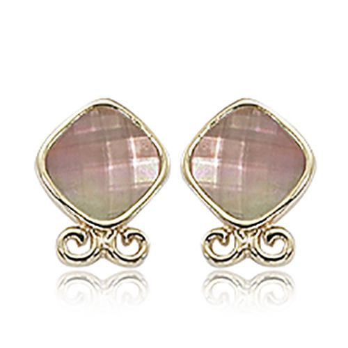 Bronze MOP Checkerboard Earrings - 14K Yellow Gold - 90300BZMOP