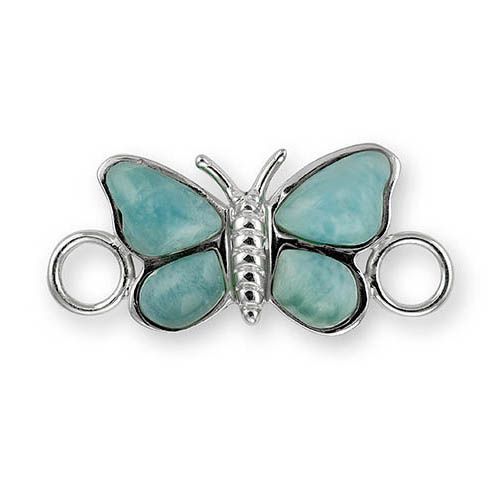 Butterfly Larimar Bracelet Clasp - 14K Yellow Gold