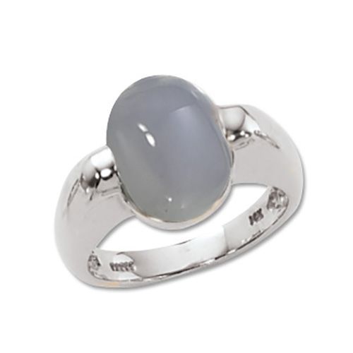 Cabin Blue Chalcedony Ring - 14K White Gold Size 7