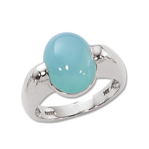 Cabin Caribbean Blue Chalcedony Ring - 14K White Gold Size 7