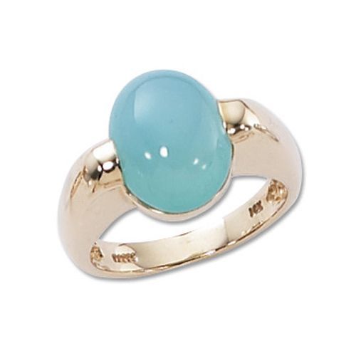 Cabin Caribbean Blue Chalcedony Ring - 14K Yellow Gold Size 7