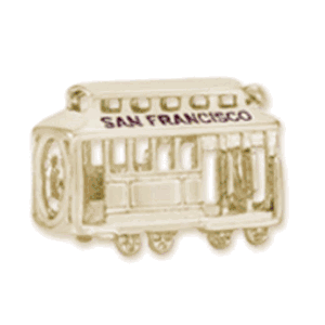 Cable Car Bead-Closed Bottom Charm - 14K Gold