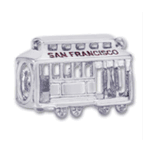 Cable Car Bead-Closed Bottom Charm - Sterling Silver