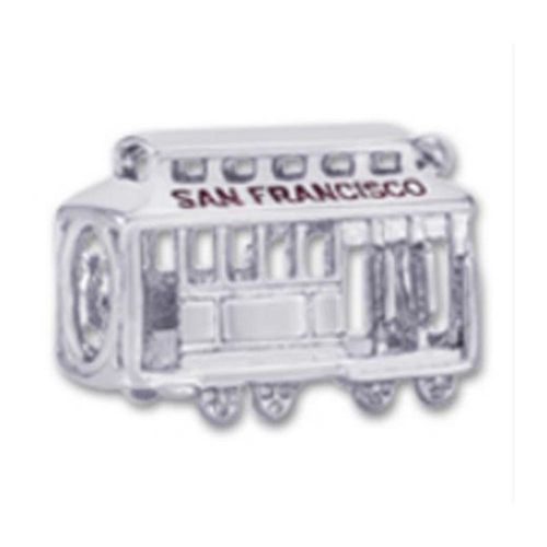 Cable Car Bead-Closed Bottom Charm - Sterling Silver
