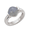 Cabochon Blue Chalcedony Ring - 14K White Gold Size 7