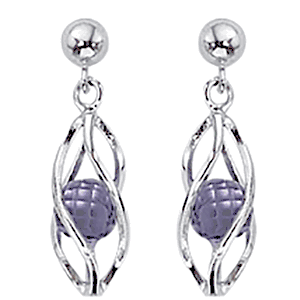 Cage Amethyst Drop Earrings - Sterling Silver