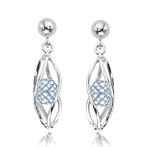 Cage Blue Topaz Drop Earrings - Sterling Silver