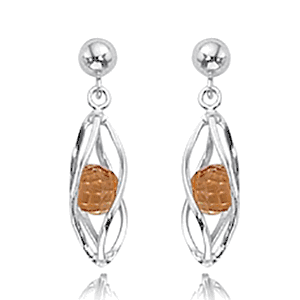 Cage Citrine Drop Earrings - Sterling Silver