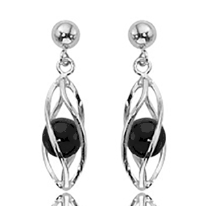 Cage Onyx Drop Earrings - Sterling Silver