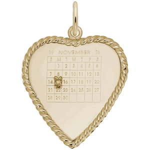 Calendar Disc Charm - Gold Plated - 10-8378