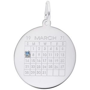 Calendar W/diamond Charm  - 14K White Gold  - 10-4634-1-14KW