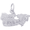 Canada Map Charm White Gold - 10-1961