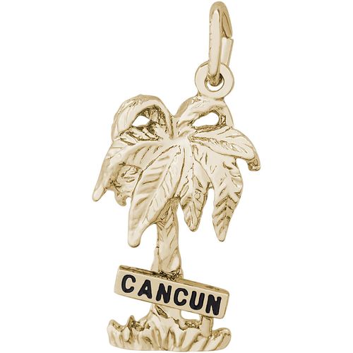 Cancun Palm With Sign Charm - 10K Gold