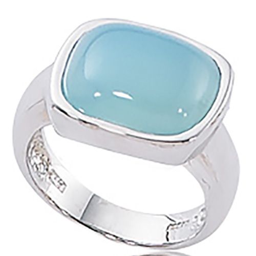 Caribbean Blue Chalcedony Ring-Silver Size 6.5 - 70418CBC-SS
