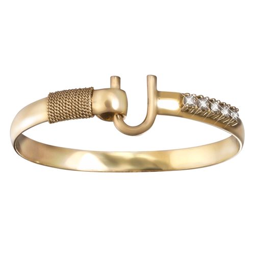 Caribbean Diamond Hook Bracelet - 14K Yellow Gold 6mm 7 Inch