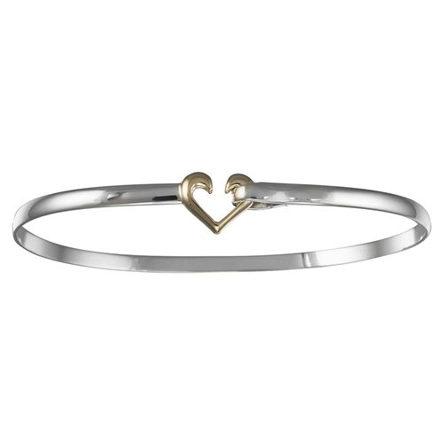 Heart Hook Bracelet - Sterling Silver & 14K Gold 3mm 7.5 Inch