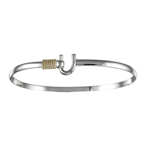 Caribbean Hook Bracelet - Sterling Silver & 14K Gold 3mm 6.5 Inch