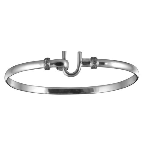 Caribbean Hook Bracelet with White Topaz - Silver 4mm 6.5 Inch