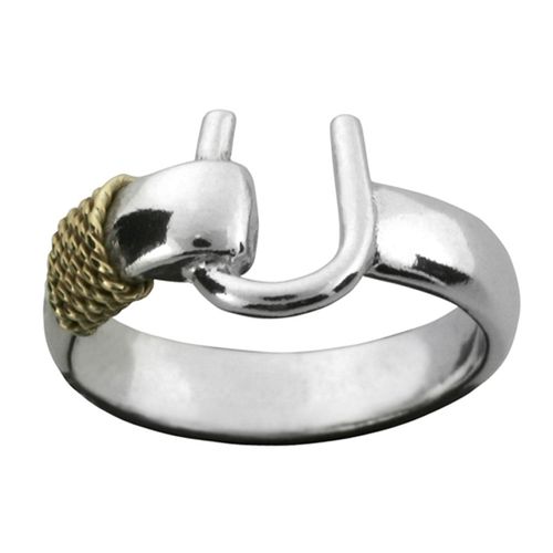 Caribbean Hook Ring - Sterling Silver & 14K Gold 4mm Size 12