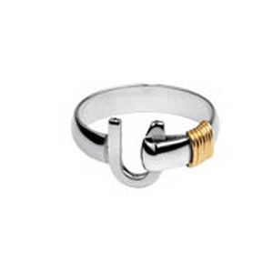 Caribbean Hook Ring Sterling Silver & 14k Gold 4mm - SGUR4