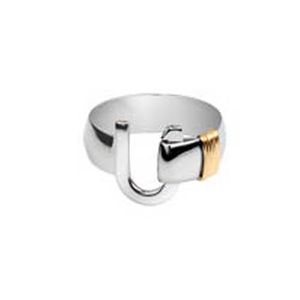 Caribbean Hook Ring Sterling Silver & 14k Gold 7mm - SGUR7