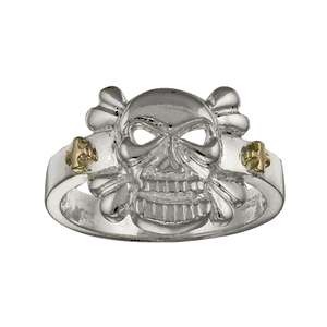 Caribbean Pirate Ring - Sterling Silver & 14K Gold Size 6.0