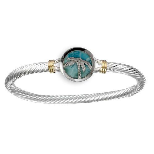 Caribbean Skies Cable Hook Bracelet - Silver & 14K Gold 5mm 8 Inch