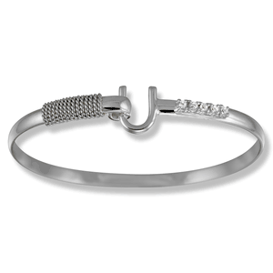 Caribbean White Topaz Hook Bracelet - Sterling Silver 4mm 6.5 Inch