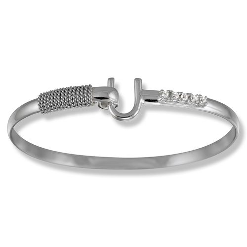 Caribbean White Topaz Hook Bracelet - Sterling Silver 4mm 7 Inch