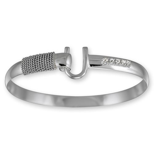 Caribbean White Topaz Hook Bracelet - Sterling Silver 6mm 7.5 Inch