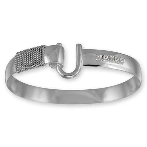 Caribbean White Topaz Hook Bracelet - Sterling Silver 8mm 6.5 Inch