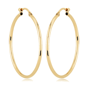 Large Tube Hoop Earrings - 03/353 - 14k Yellow Gold